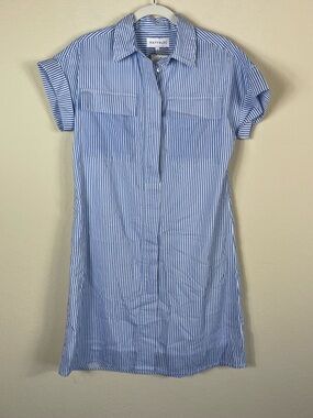 Navybleu Harper Striped Cotton Dress Blue Size Small NWT
